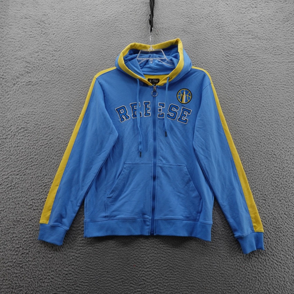 WNBA Angel Reese Chicago Sky‎ FISLL Full Zip Hoodie Blue Yellow Medium NEW